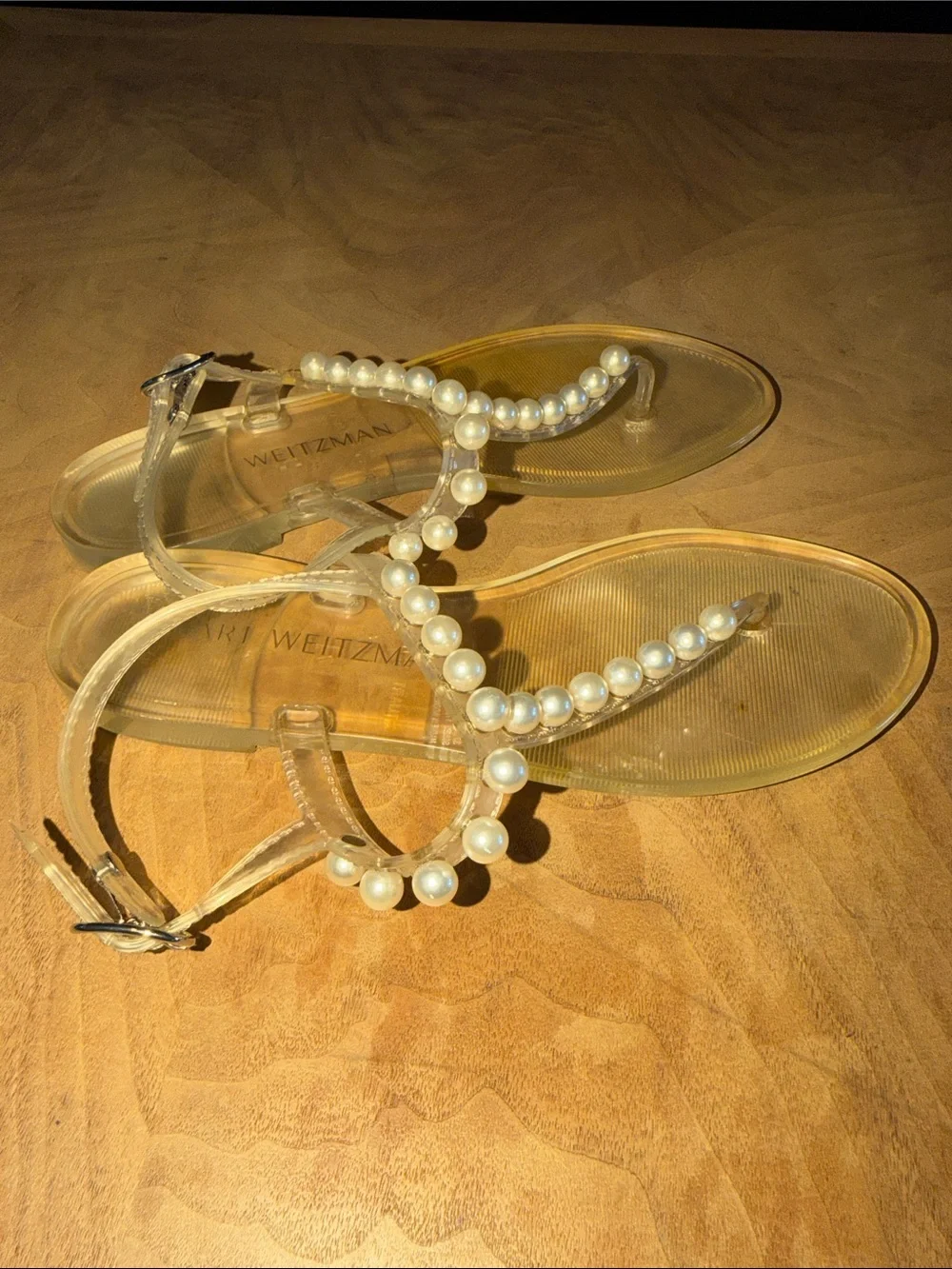 Stuart Weitzman Goldie Pearl Jelly Sandals Size 7